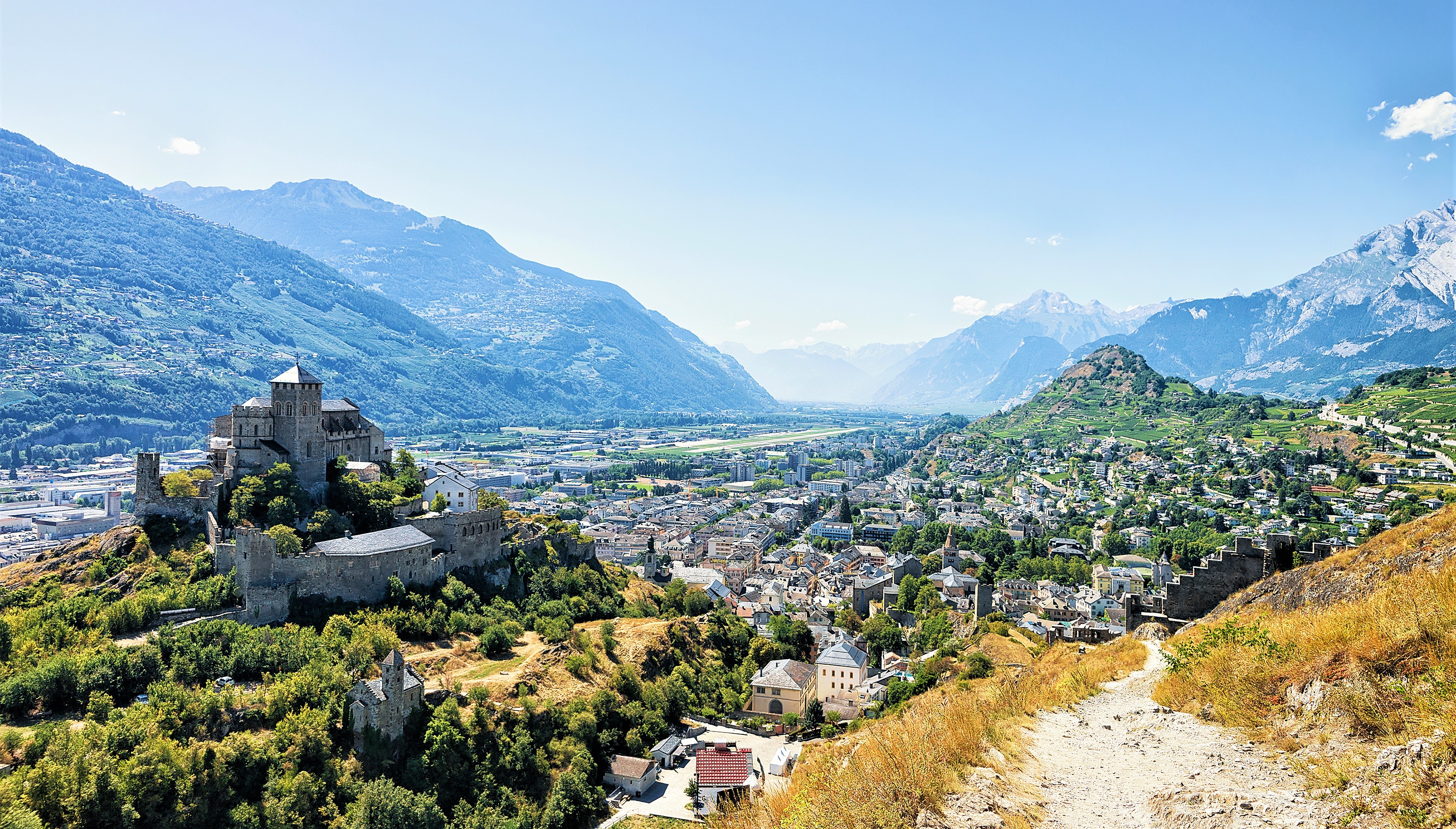 Valere Castle in hill in Sion Valais Switzerland